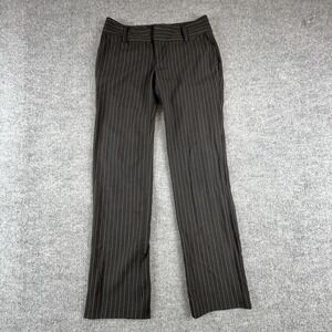 Old Navy Dress Pants Womens 4 Brown Pinstripe Stretch Straight Leg Work Career